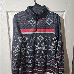 Alp N Rock Men's Zip Up Sweater - Black and Red Nordic Design